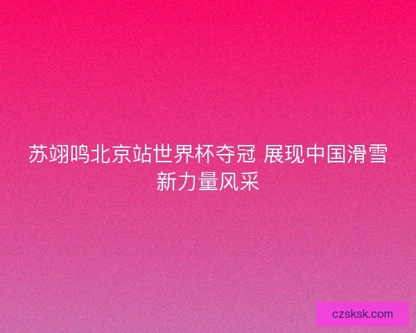 苏翊鸣北京站世界杯夺冠 展现中国滑雪新力量风采
