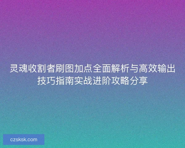 灵魂收割者刷图加点全面解析与高效输出技巧指南实战进阶攻略分享